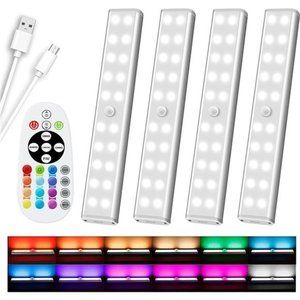 48 LED Under Cabinet Lighting Wireless, 15 Color Cabinet Lights, 4 Pack
